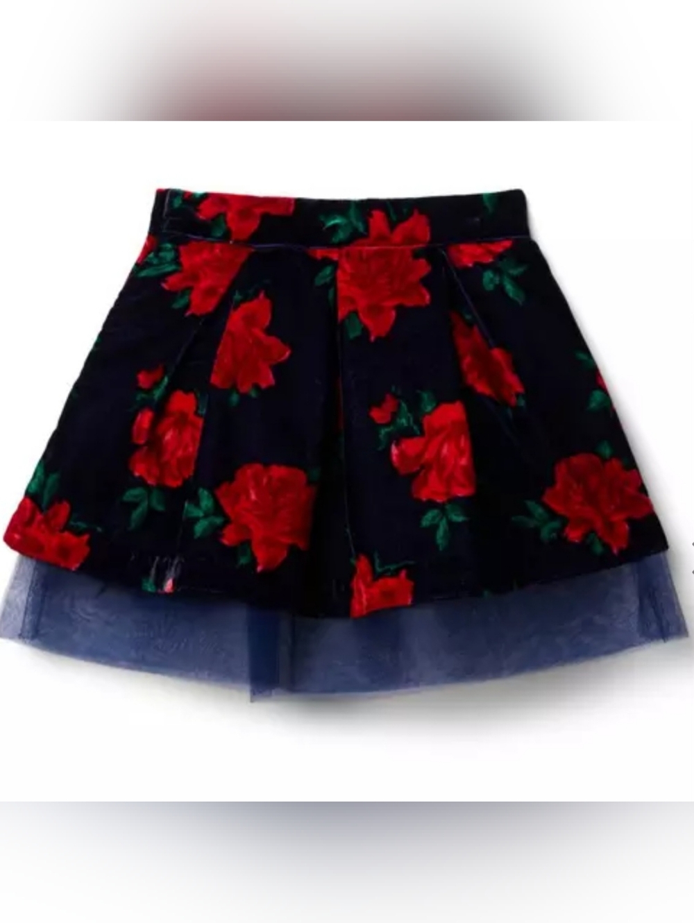 Janie & Jack dark marine rose velvet tulle skirt